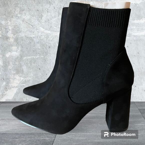 NWB Black Stretchy Pull on Sock Boots Size 9 - Picture 2 of 11